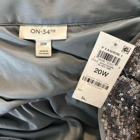 On 34th Plus Size 20W Silver Sequin Pleated Maxi Party Skirt NWT - Picture 8 of 8